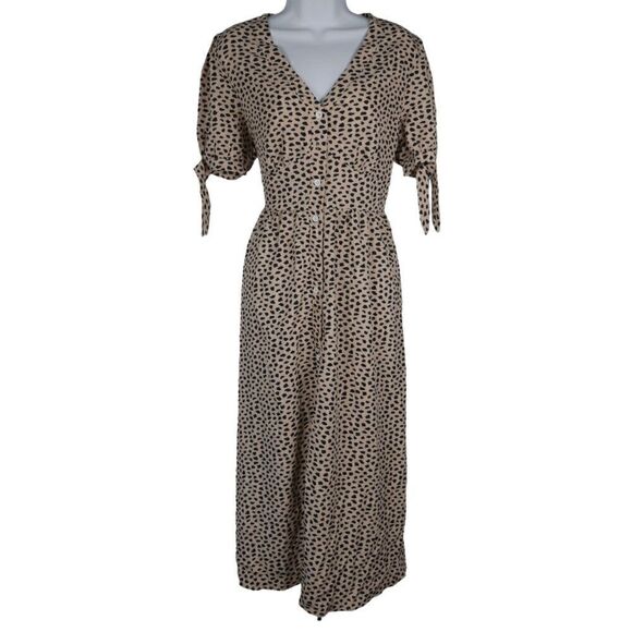 Romantic Hut Women's button-up V-neck Tie Cuff Midi Dress L - Picture 1 of 11